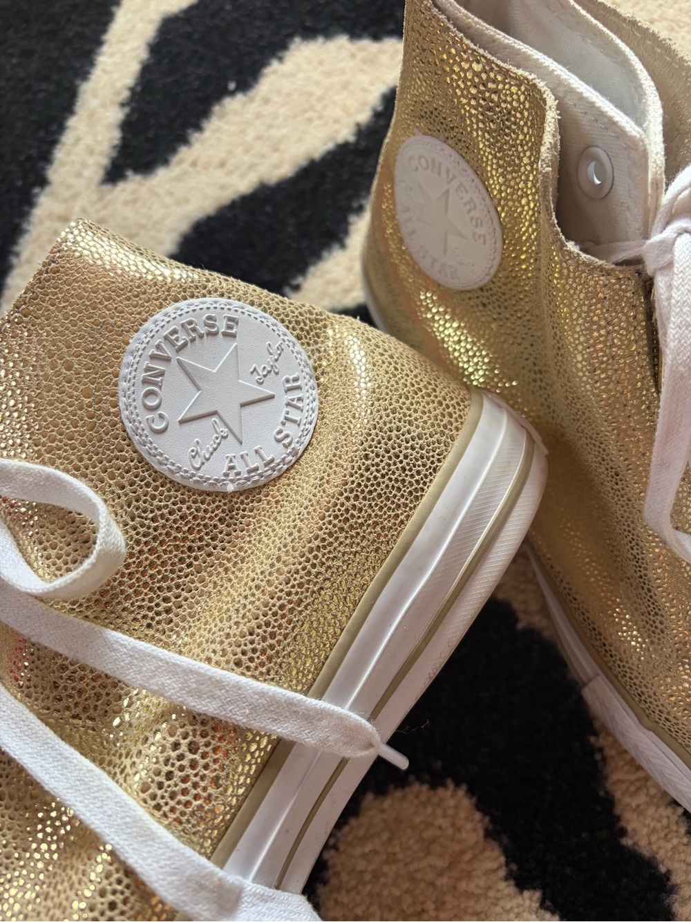 Converse Gold Metallic Leather Chuck Taylor All Star High Top Sneakers